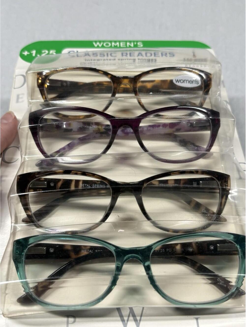 Image Readers Classic Readers Women +1.25 Package of 4 Eyeglasess Spring Hinges